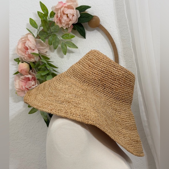 NEW Jenni Kayne $195 Woven Crochet Raffia Sun Hat Natural Size Small/ Medium - Picture 8 of 15